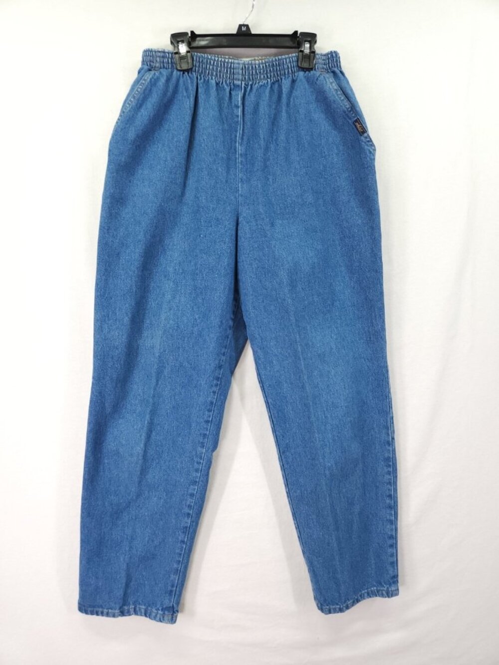 Vintage Chic Jeans Size 12 26x27 Petite Blue Elastic High Waist Tapered Denim